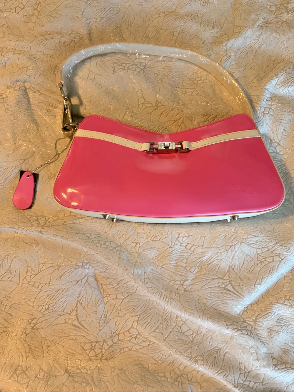 Beijo Hot Pink Shoulder Bag with White Trim